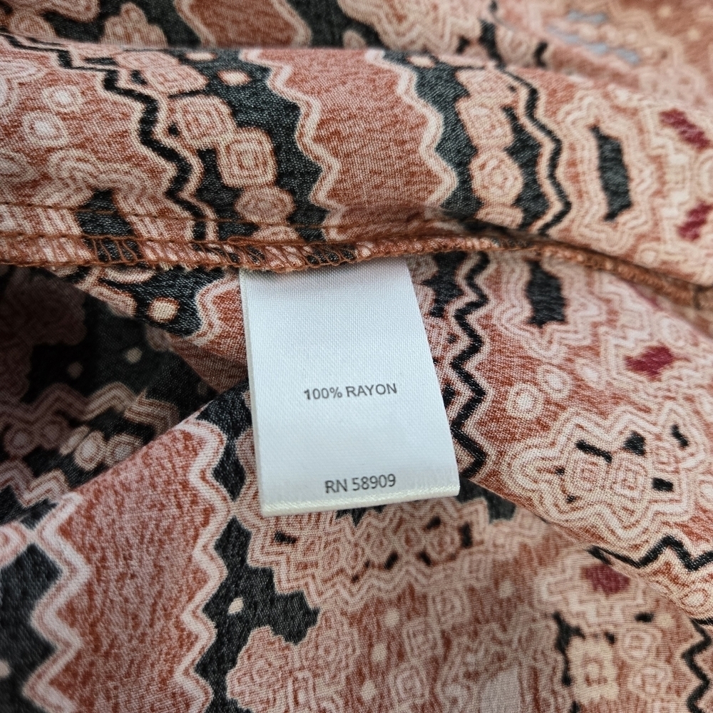 Nurture Paisley Midi Dress Medium Boho Rust Terracotta Elastic Waist V Hem - Picture 10 of 10